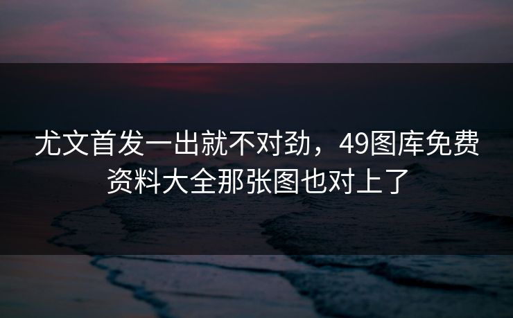 尤文首发一出就不对劲，49图库免费资料大全那张图也对上了